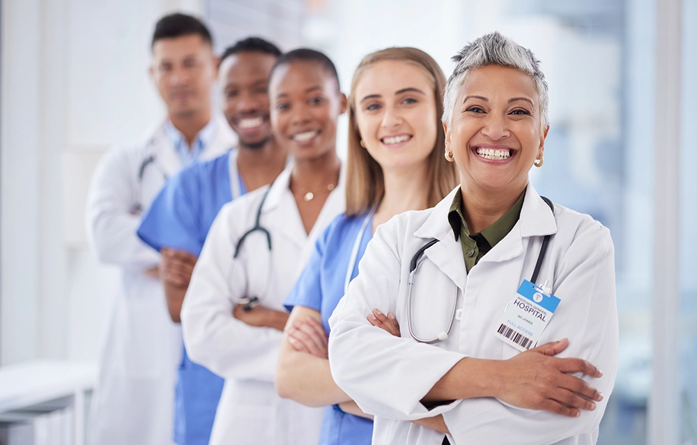 Doctors standing in row