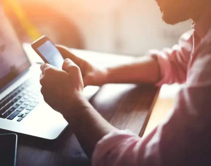 Closeup of a person browsing phone