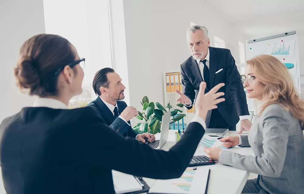 Group of business people having heated discussion