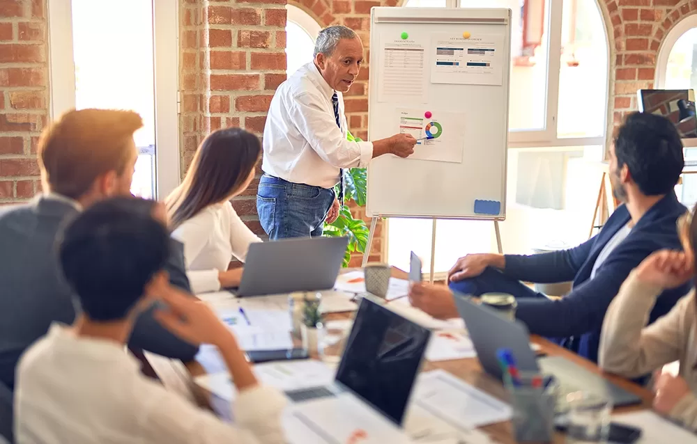 Businessman giving presentation